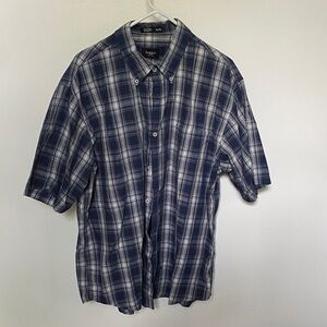 Haggar Men's Navy Checkered Shirt